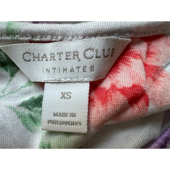 CHARTER CLUB WOMENS LACE-SLEEVE CHEMISE NIGHTGOWN BLOSSOMS FLORAL WHITE XS - Picture 3 of 10